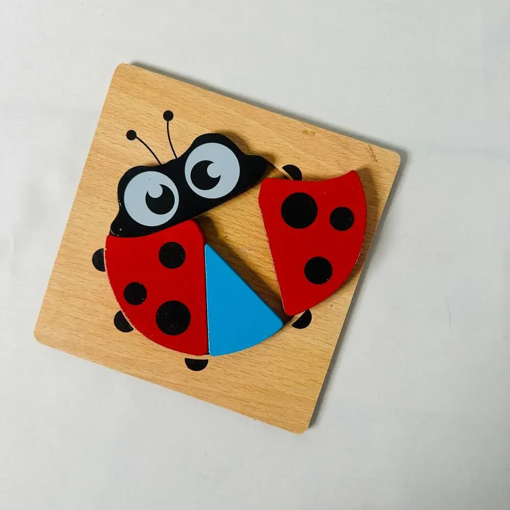 Vintage Small Ladybug Chunky Wooden Puzzle